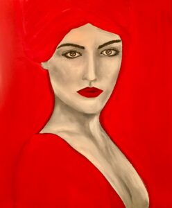 Bild von einer Frau umgeben von Rot